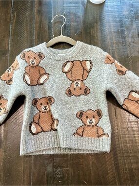 Zara Gray Sweater with Brown Teddy Bears